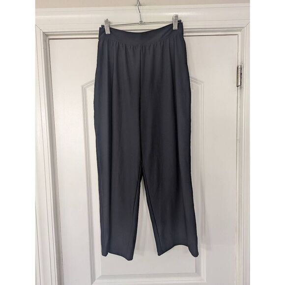 Spanx‎ Flowy Wide Leg Crop Pants women's size medium black lined fitted - Picture 1 of 5
